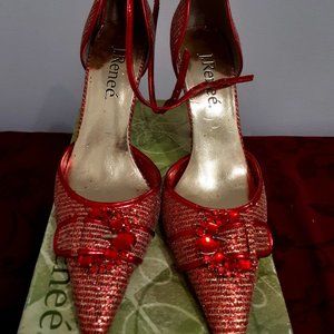 J.Renee Red and Gold Sparkle Heels sz 8.5M